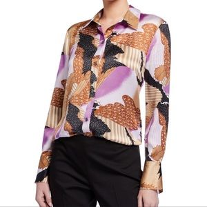 *SOLD* Equipment Sedienne Print Silk Button Down Long Sleeve Hyacinth